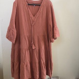 Cute Short Terracotta Color Dress